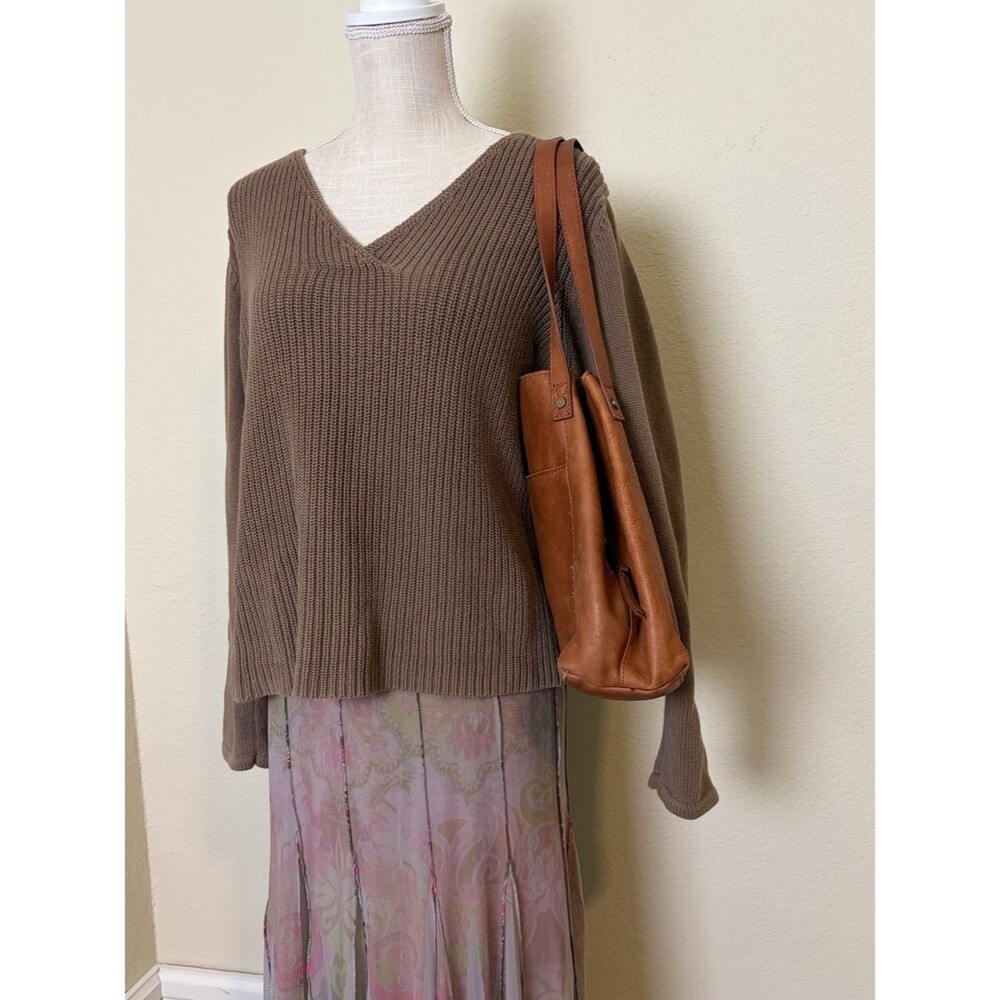 Vintage Brown 100% Cotton Chunky Knit Neutral Boho Hippie Nature Whimsy Sweater